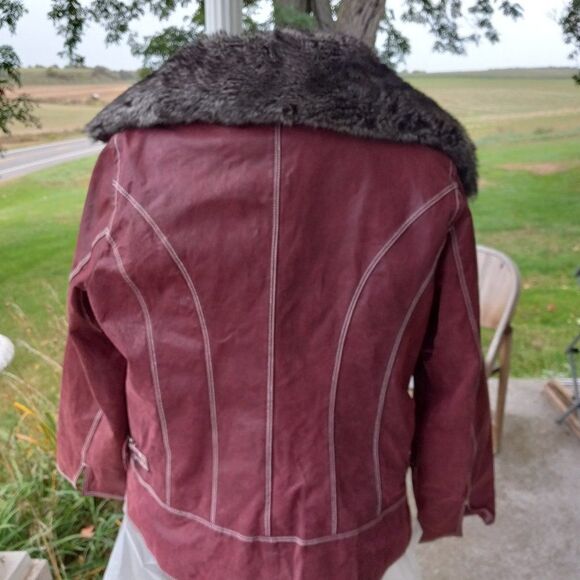 Bradley Bayou Rose Leather and Faux Fur Collar/lining Jacket - Picture 2 of 15